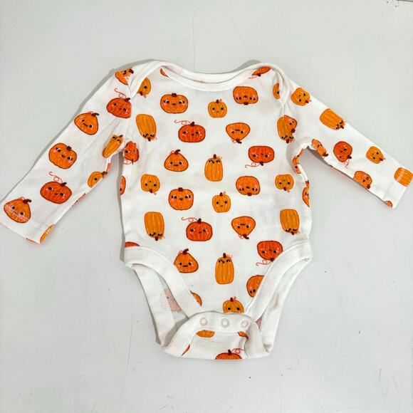 Old Navy Pumpkin Long Sleeve Bodysuit Size 0-3 Months - Picture 1 of 2